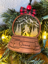 Load image into Gallery viewer, PNW Bigfoot Snow Globe Christmas Ornament
