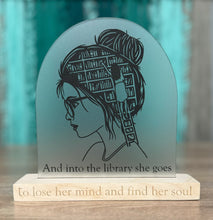 Load image into Gallery viewer, Girl Library Head Bookshelf Plaque; Book Lover Decor
