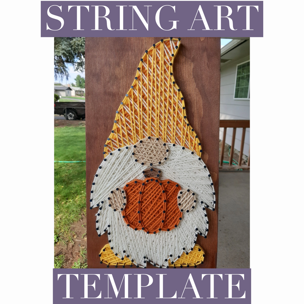 DIGITAL DOWNLOAD Pumpkin Gnome String Art Template; Print File