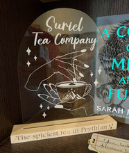 Load image into Gallery viewer, Engraved Suriel Tea Company Bookshelf Plaque; ACOTAR Book Merch; A Court of Mist and Fury Deco
