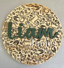 Load image into Gallery viewer, Woodland Background Nursery Name Sign
