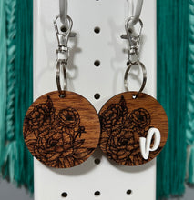 Load image into Gallery viewer, Personalized Wood Engraved Flower Keychain
