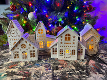 Load image into Gallery viewer, Wood Christmas Village Set
