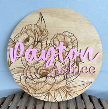 Load image into Gallery viewer, Personalized Floral Wood Sign

