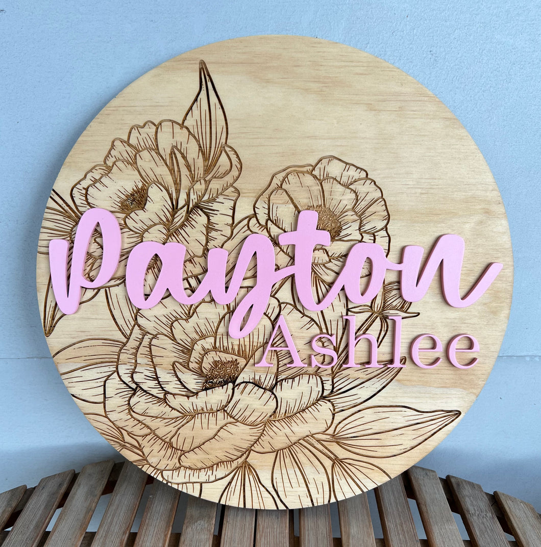 Personalized Floral Wood Sign