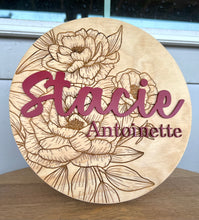 Load image into Gallery viewer, Personalized Floral Wood Sign
